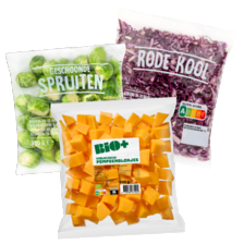 Spruiten, pompoenblokjes of rode kool